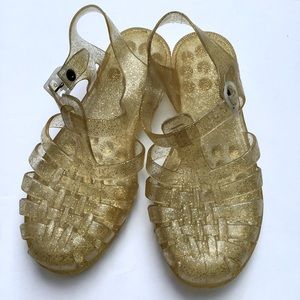 Plastic Jelly’s made in France Gold Glitter NEW size EURO 36 USA 4